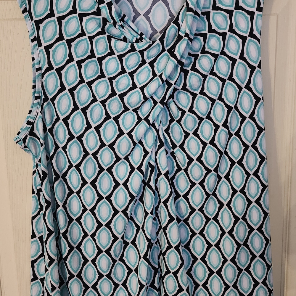 Cato Blue and Black Ruffled Blouse